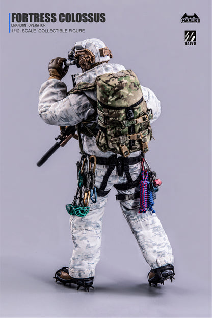 Detail view of crampons, climbing slings and O-rings attachment hardware
