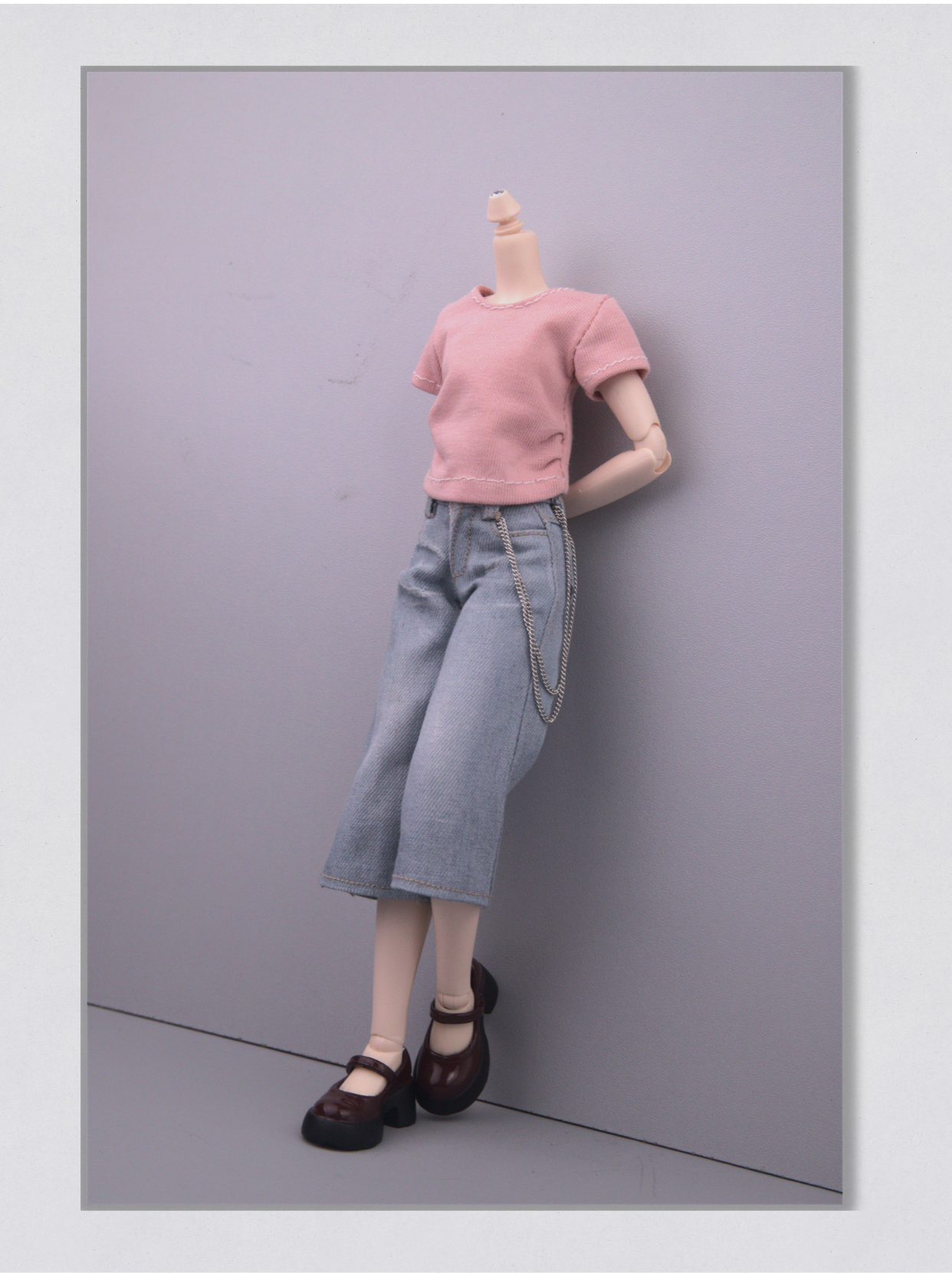 2026 Match-Day Blokecore Doll Wide Cropped Denim Pants with Chain