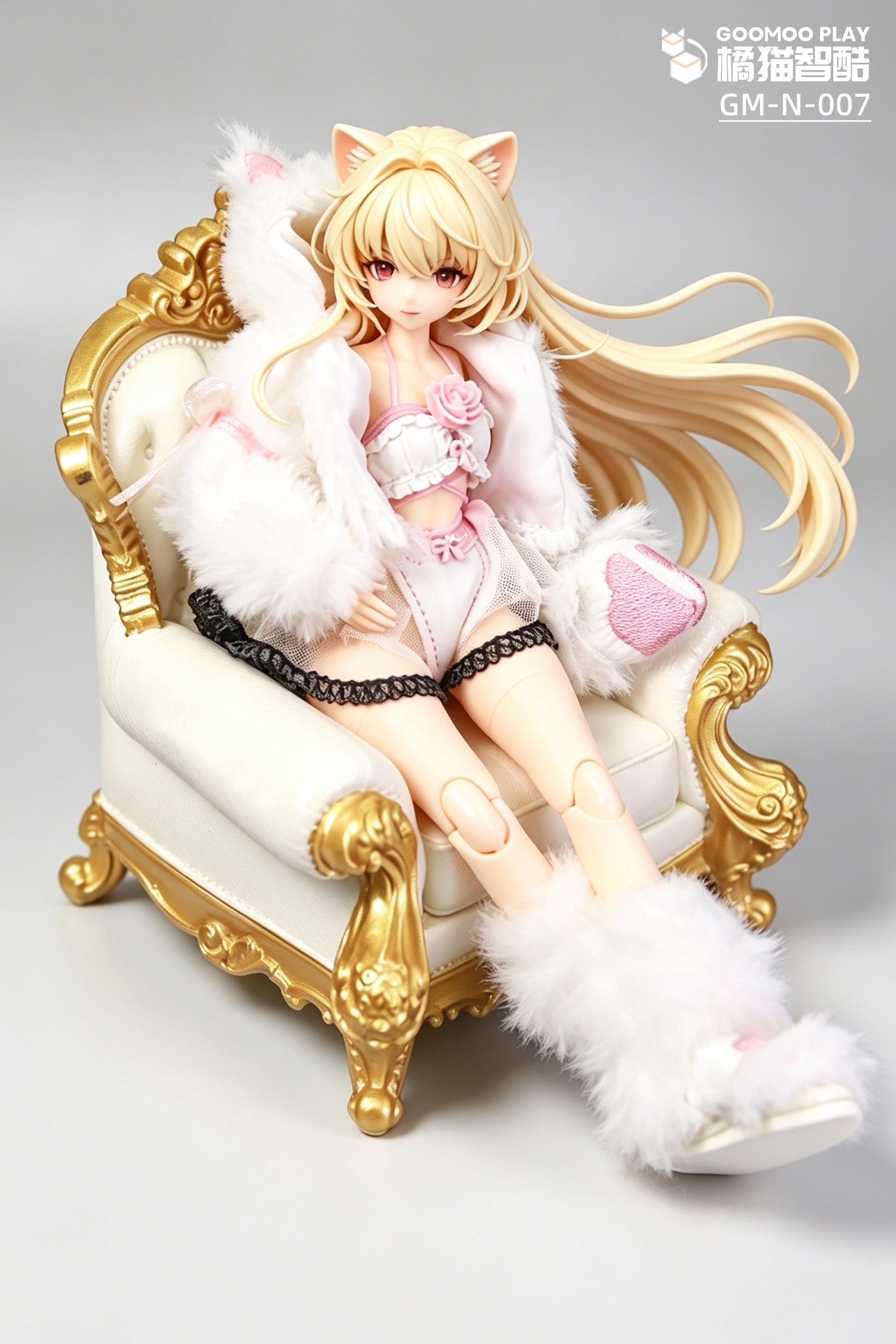 1/12 Scale Outfit Set –Snow Neko Doll Clothes with Fur Jacket & Paw Boots