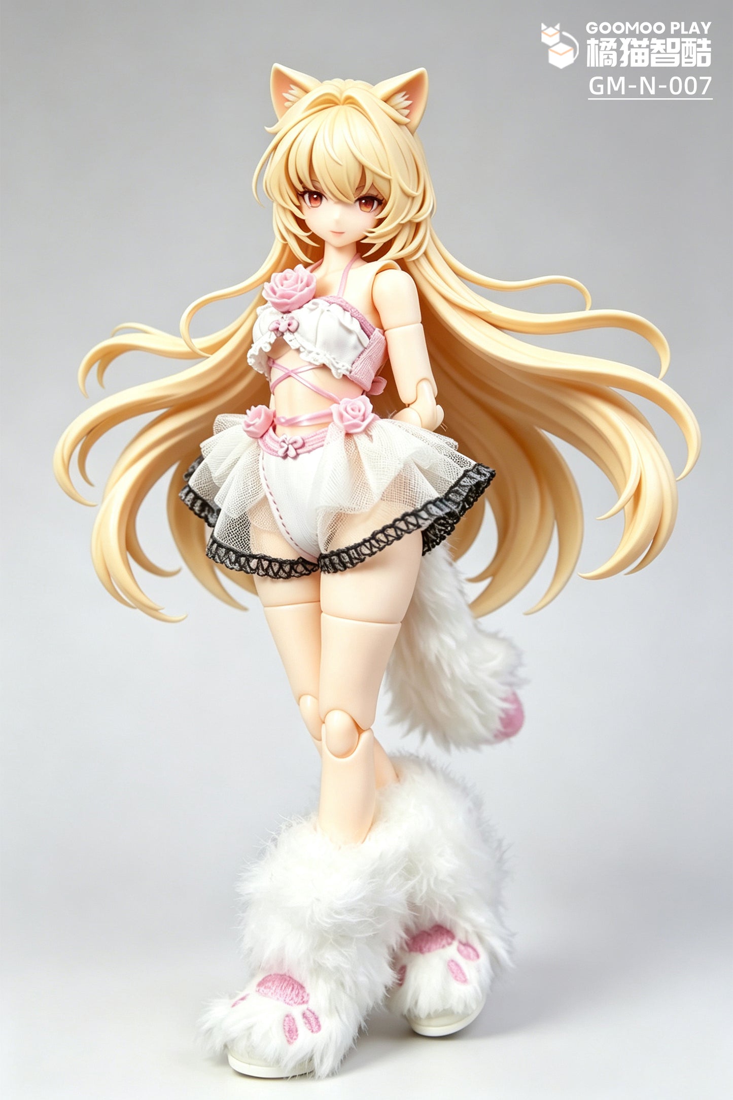 1/12 Scale Outfit Set –Snow Neko Doll Clothes with Fur Jacket & Paw Boots