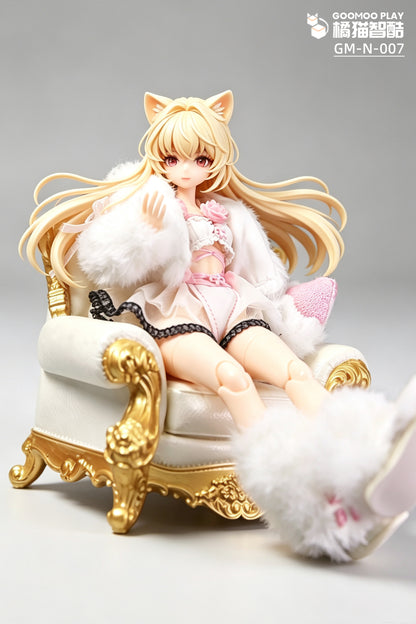 1/12 Scale Outfit Set –Snow Neko Doll Clothes with Fur Jacket & Paw Boots