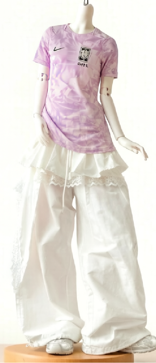 2026 Match-Day Blokecore Doll White Loose Layered Pants